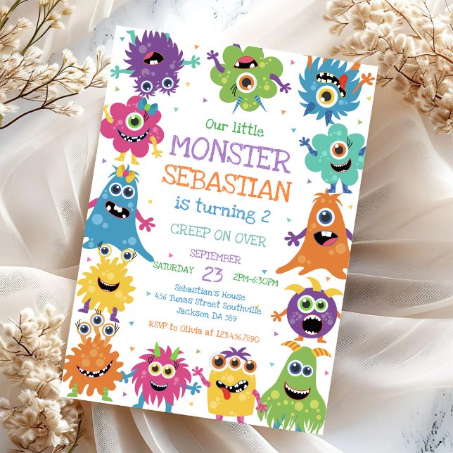 Invitation d'anniversaire de petit monstre (Créateur téléchargé)