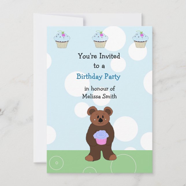 Invitation d'anniversaire de Petit Ours (Devant)