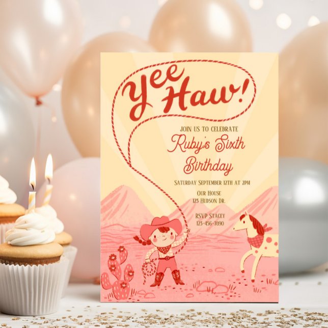 Invitation d'anniversaire de petite cowgirl (Créateur téléchargé)