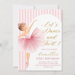 Invitation d'anniversaire de Petite Fille Ballerin