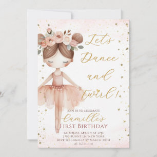 Invitation d'anniversaire de Petite Fille Ballerin