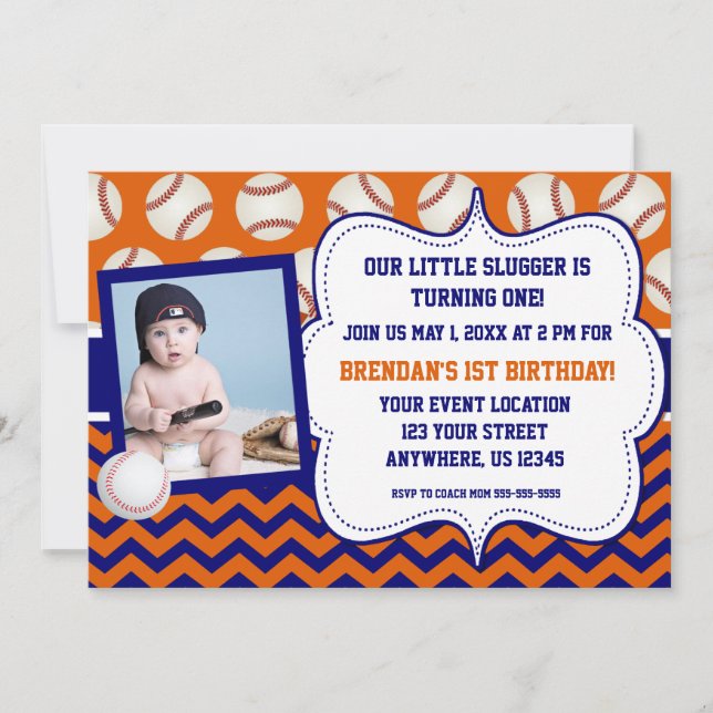 Invitation d'anniversaire de photo de base-ball (Devant)