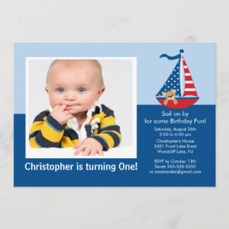 Invitation d'anniversaire de photo de bateau à