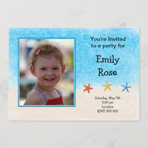 Invitation d'anniversaire de photo de plage (#INV