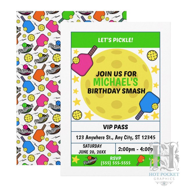 Invitation d'anniversaire de Pickleball (Créateur téléchargé)