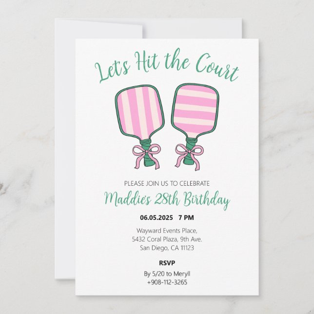Invitation d'anniversaire de Pickleball (Devant)