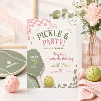 Invitation d'anniversaire de Pickleball | Pink Sag