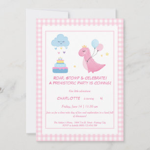 Invitation d'anniversaire de Pink Dino-Mite