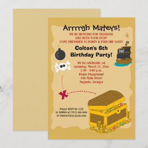 Invitation d'anniversaire de Pirate Boy 5x7