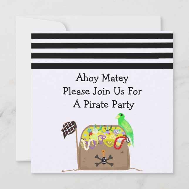 Invitation d'anniversaire de pirate de coffre au t (Devant)