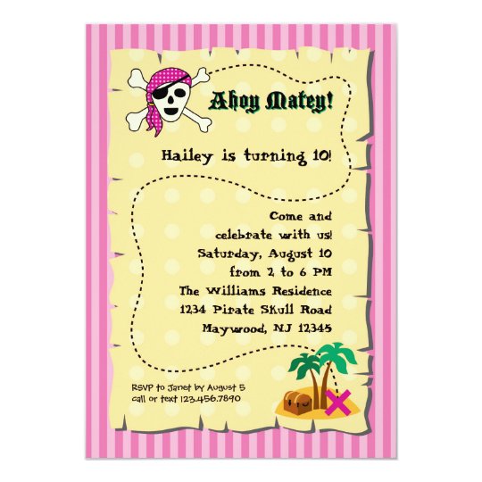 Invitation D Anniversaire De Pirate De Fille Zazzle Fr Invitation D Anniversaire De Pirate De Fille Zazzle Fr