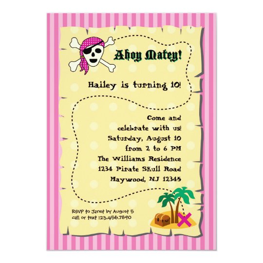 Invitation D Anniversaire De Pirate De Fille Zazzle Fr