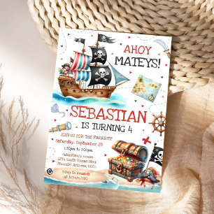 Invitation d'anniversaire de pirate garçon pour en