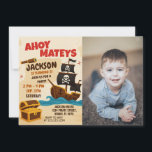 Invitation d'anniversaire de Pirate pour enfants<br><div class="desc">Ahoy, capitaines d'anniversaire ! Cette adorable invitation d’anniversaire de Pirate est parfaite pour la journée spéciale de votre petit. Doté de personnages de pirates mignons, d'un arrière - plan de carte au trésor et de polices ludiques, ce design est parfait pour les garçons ou les filles âgés de 1 à...</div>