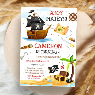 Invitation d'anniversaire de pirate pour garçons A