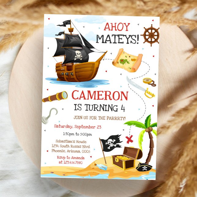 Invitation d'anniversaire de pirate pour garçons A (Créateur téléchargé)