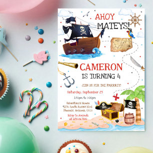 Invitation d'anniversaire de pirate pour garçons A