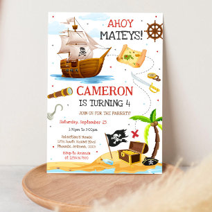 Invitation d'anniversaire de pirate pour garçons A