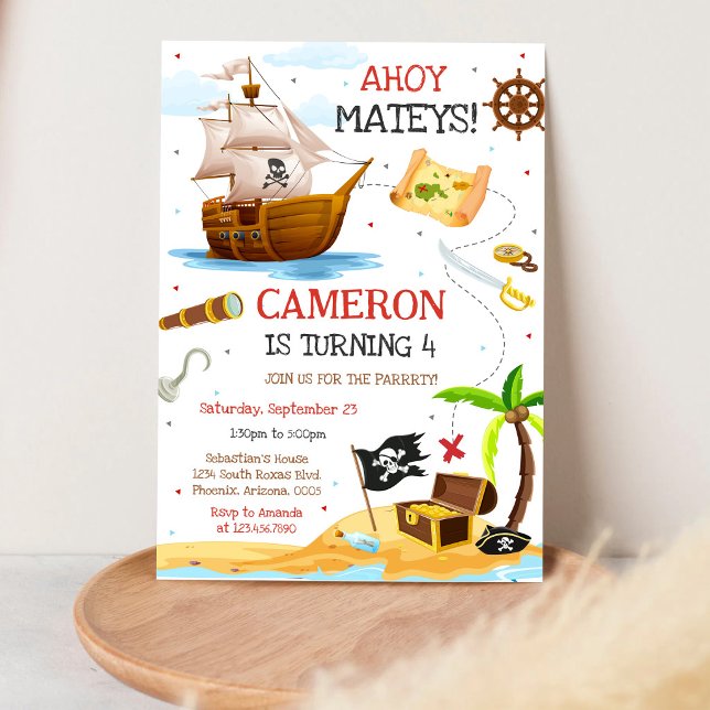 Invitation d'anniversaire de pirate pour garçons A (Créateur téléchargé)