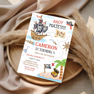 Invitation d'anniversaire de pirate pour garçons A