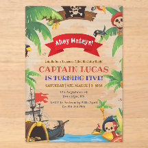 Invitation d'anniversaire de pirate pour garçons A