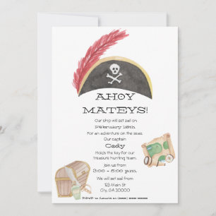 Invitation d'anniversaire de pirates (aquarelle)