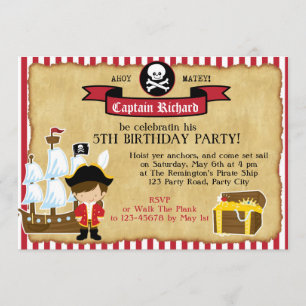 Invitation d'anniversaire de pirates (avec navire 