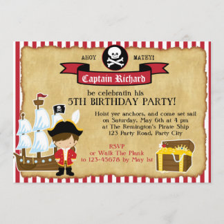 Invitation d'anniversaire de pirates (avec navire 