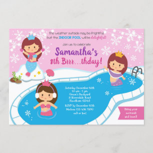 Invitation d'anniversaire de piscine d'hiver de