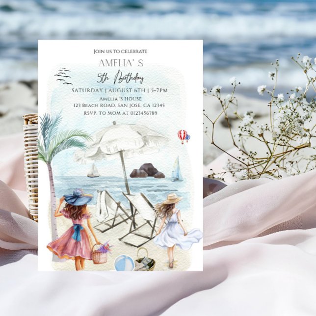 Invitation d'anniversaire de plage et d'océan pour (Créateur téléchargé)