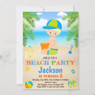 Invitation d'anniversaire de plage Invitation de p