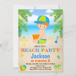 Invitation d'anniversaire de plage Invitation de p