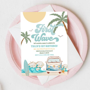 Invitation d'anniversaire de plage pour van de sur