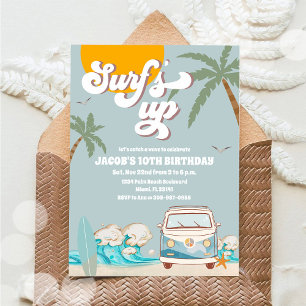 Invitation d'anniversaire de plage Surfs Up