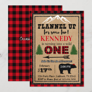 Invitation d'anniversaire de plaid de Buffalo de