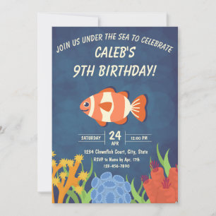 Invitation d'anniversaire de poisson clown