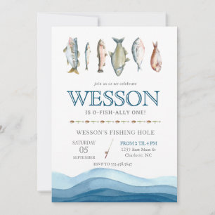 Invitation d'anniversaire de poisson, pêche Homme