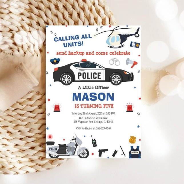 Invitation d'anniversaire de police Fête d'agent d (Créateur téléchargé)
