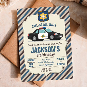 Invitation d'anniversaire de police / Voiture de p