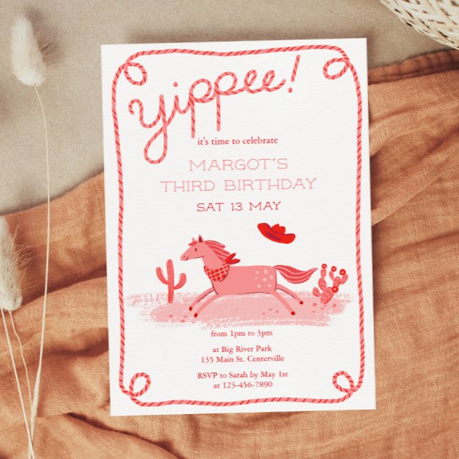 Invitation d'anniversaire de Poney Occidental (Créateur téléchargé)