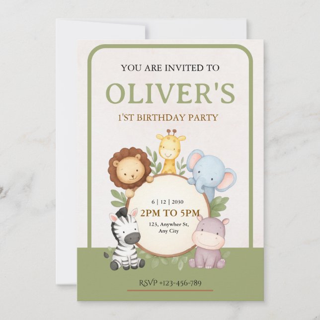 Invitation d'anniversaire de premier anniversaire  (Devant)