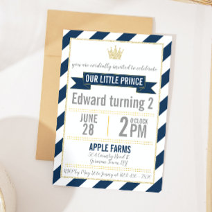 Invitation d'anniversaire de prince de paillettes