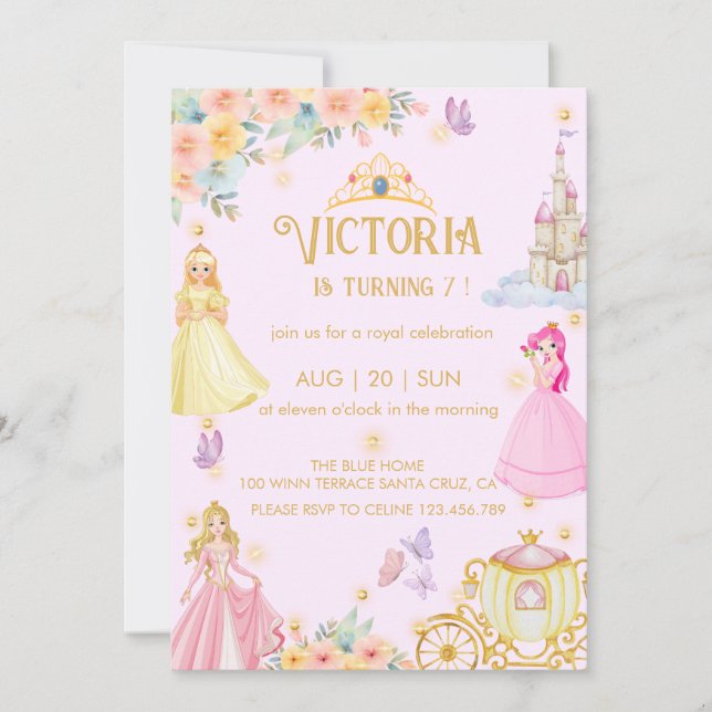invitation d'anniversaire de princesse (Devant)