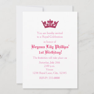 Invitation d'anniversaire de princesse à couronne 