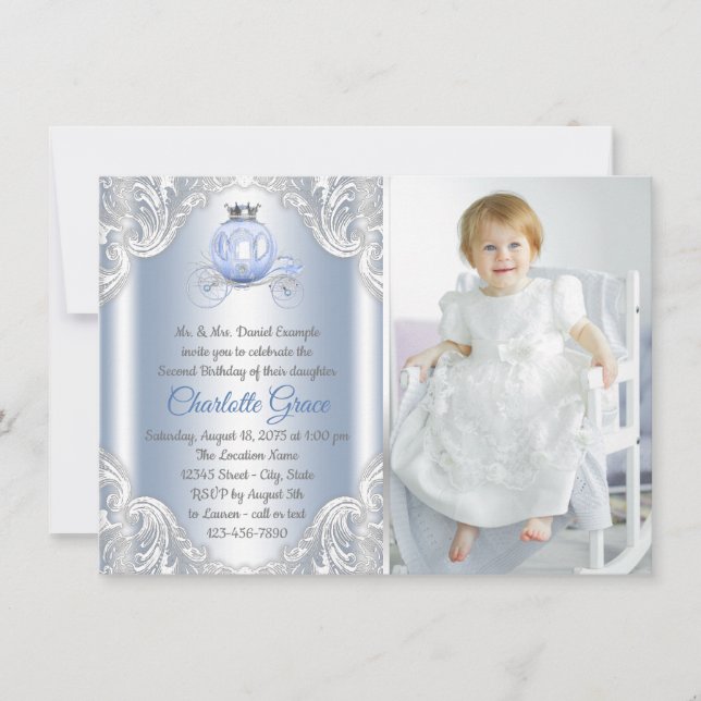 Invitation d'anniversaire de princesse Cendrillon (Devant)