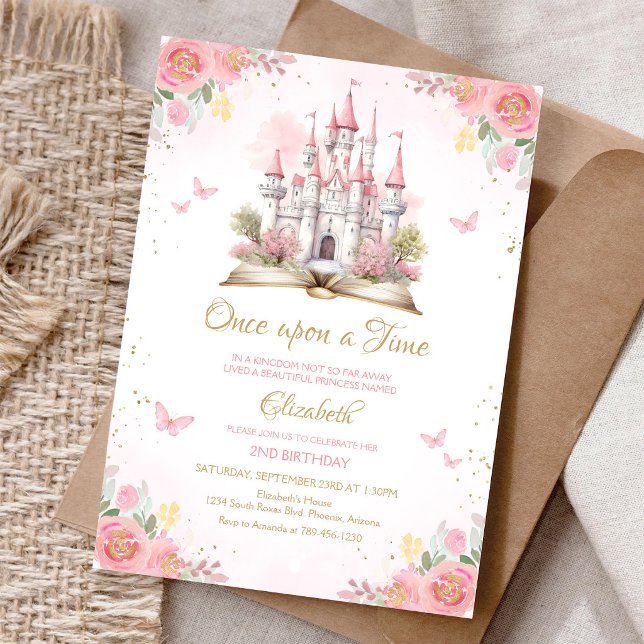 Invitation d'anniversaire de princesse de château  (Créateur téléchargé)