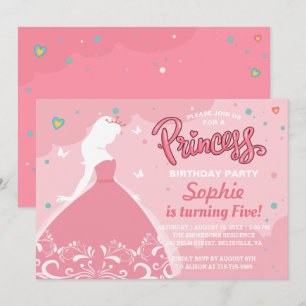 Invitation d'anniversaire de princesse de conte de