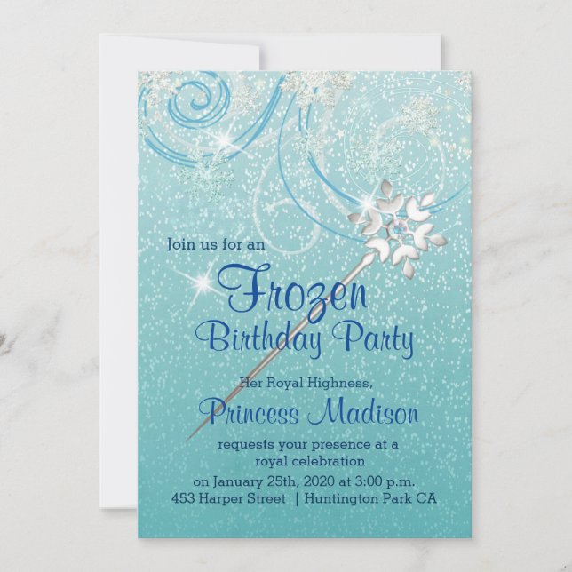 Invitation d'anniversaire de princesse d'hiver (Devant)