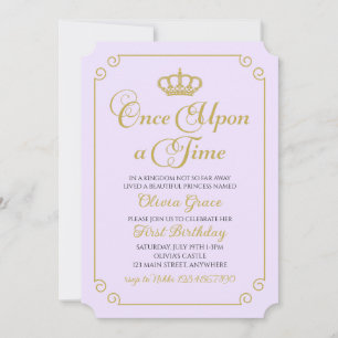 Invitation d'anniversaire de princesse en or Il ét
