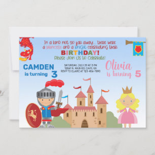 Invitation d'anniversaire de princesse et de frère